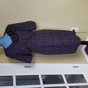 Eliza J. Black, Gray & Purple Wool Blend Dress & Jacket